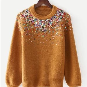 Sequined neck sweater